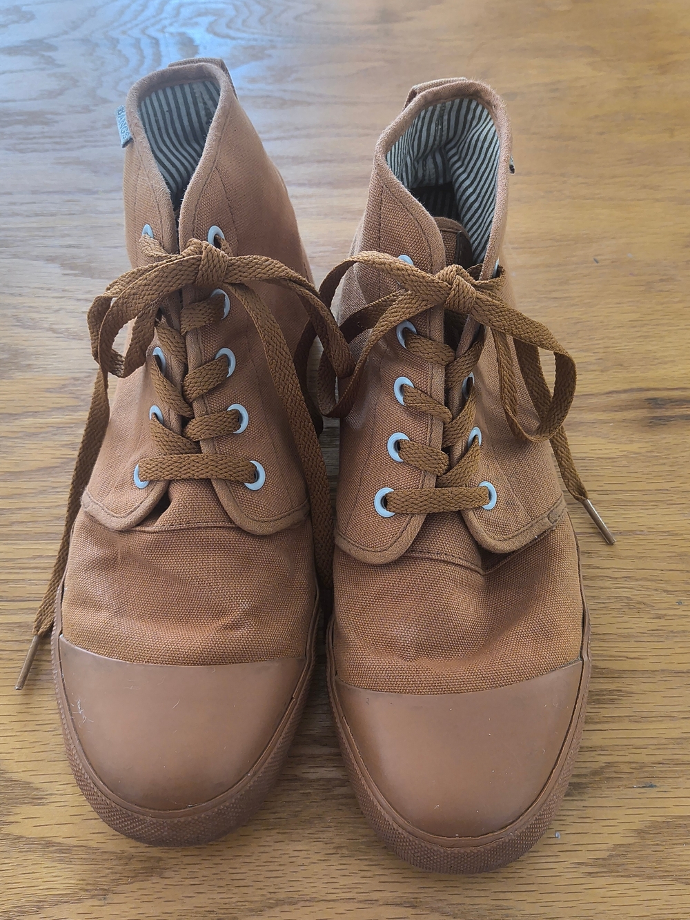 Bangs Tan Unisex Canvas High Top Sneakers